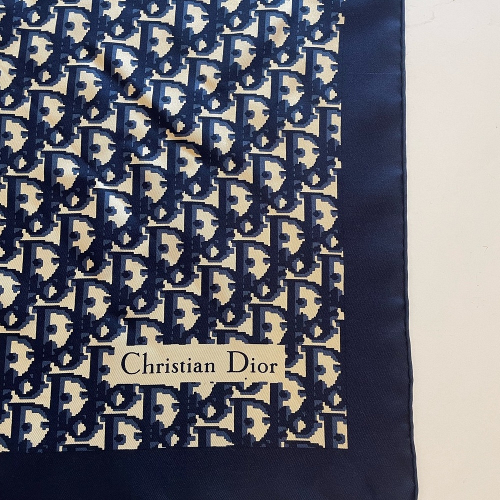 Authentic DIOR Trotter Monogram Logo Silk Scarf Vintage